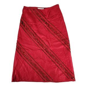 Alfani Red Cut Out Pattern Pencil Skirt